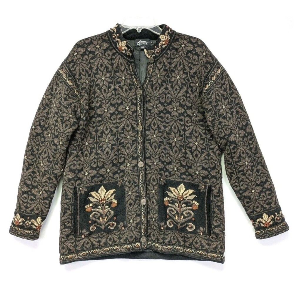 Icelandic Design Wool Cardigan Sweater Womens Lar… - image 1